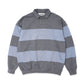 ROUND COLLAR STRIPE SWEAT SHIRT