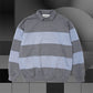 ROUND COLLAR STRIPE SWEAT SHIRT